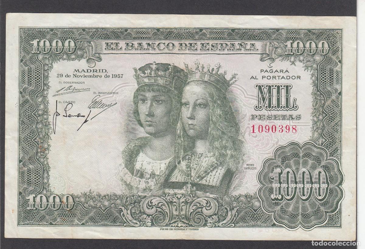 Billetes espa&ntilde;oles: BILLETE BANCO DE ESPA&Ntilde;A --1000 PESETAS 1957 - REYES CAT&Oacute;LICOS ----SIN SERIE -----