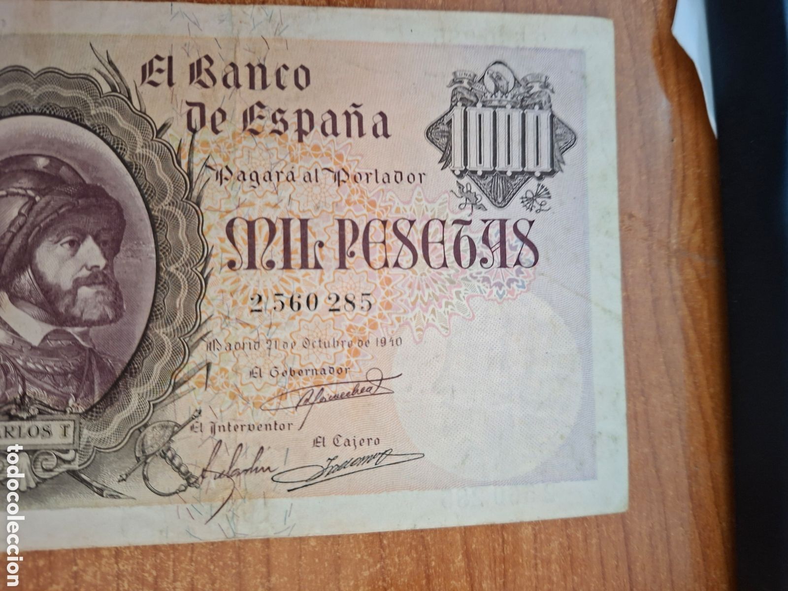 Billetes espa&ntilde;oles: 1000 pesetas 1940 Carlos I