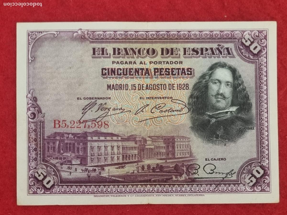 Billetes espa&ntilde;oles: BILLETE 50 PESETAS 1928 SERIE B MBC+ ORIGINAL T598