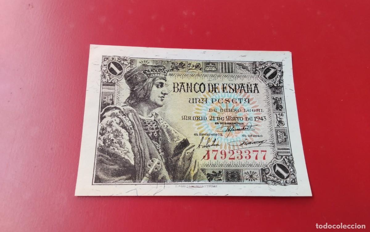 Billetes espa&ntilde;oles: BILLETE DE 1 PTS A&Ntilde;O 1943 &rdquo; FERNANDO&rdquo; , MUY BUENA CONSERVACION CASI PLANCHA , SIN CIRCULAR