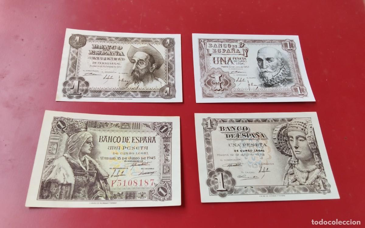 Billetes espa&ntilde;oles: LOTE DE 4 BILLETES DE 1PTS A&Ntilde;OS 1945-48-51-53 , DIFERENTES , MUY BUENA CONSERVACION CASI PLANCHA