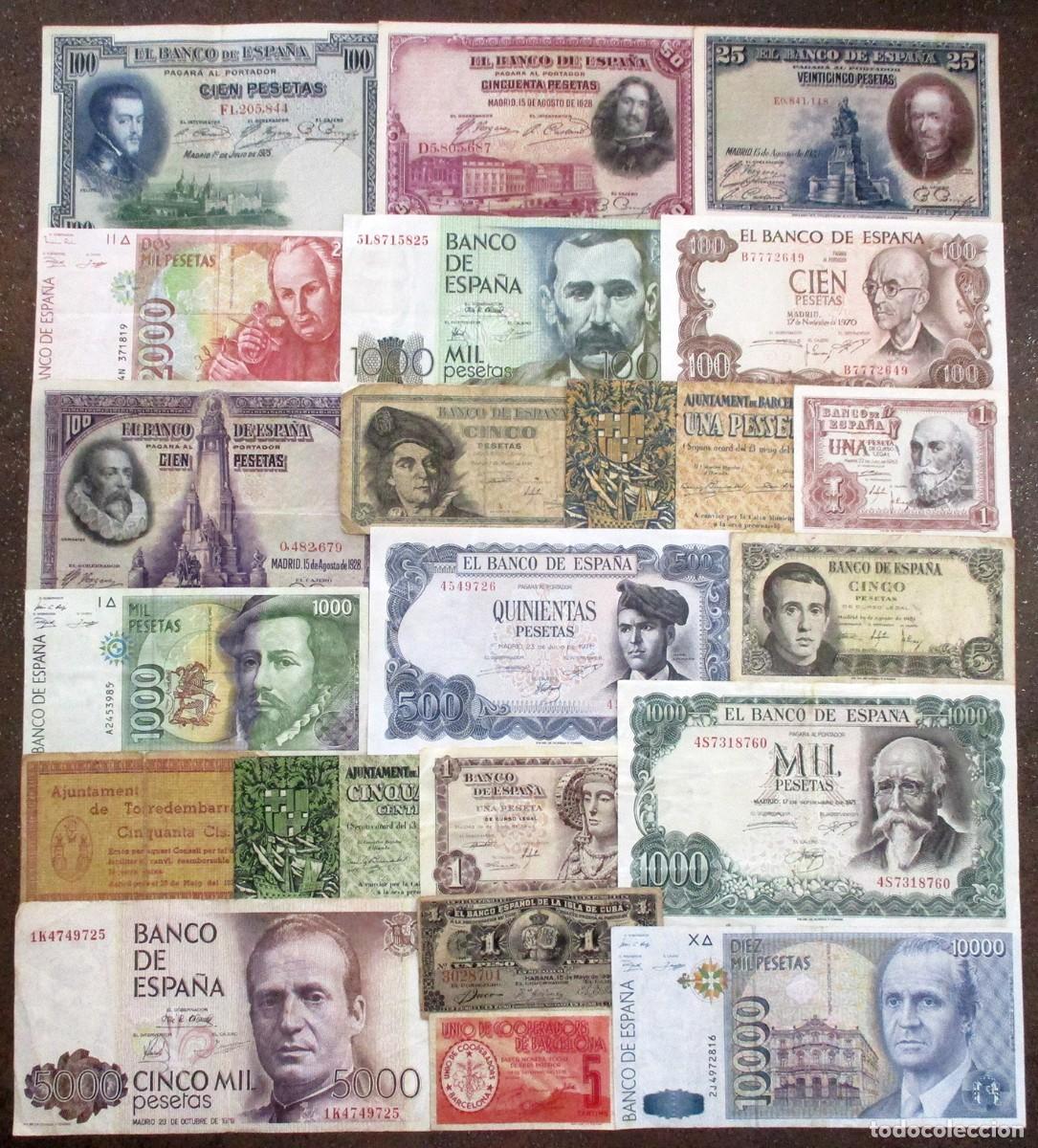 Billetes espa&ntilde;oles: BILLETES ESPA&Ntilde;OLES DE: ALFONSO XIII, REPUBLICA, LOCALES, CUBA, FRANCO, JUAN CARLOS I. LOTE 2334
