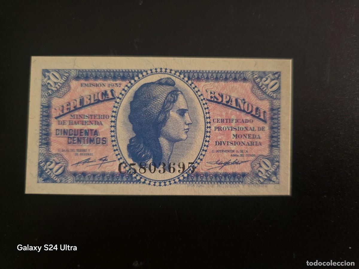 Billetes espa&ntilde;oles: 50 C&Eacute;NTIMOS DE 1937....RARISIMA SERIE C....SIN CIRCULAR.....ES EL DE LAS FOTOS
