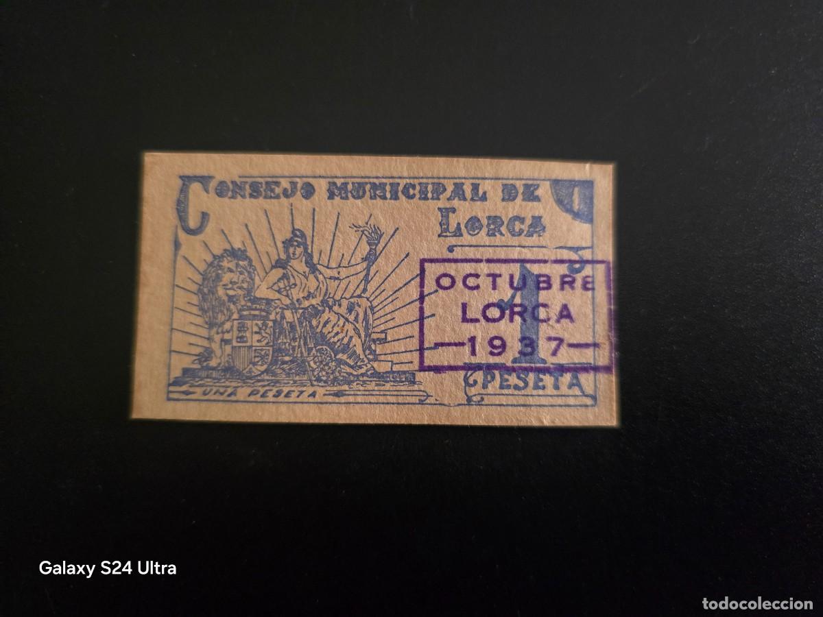 Billetes espa&ntilde;oles: 1 PESETA DE 1937....CONSEJO MUNICIPAL DE LORCA....PRECIOSO.....ES EL DE LAS FOTOS