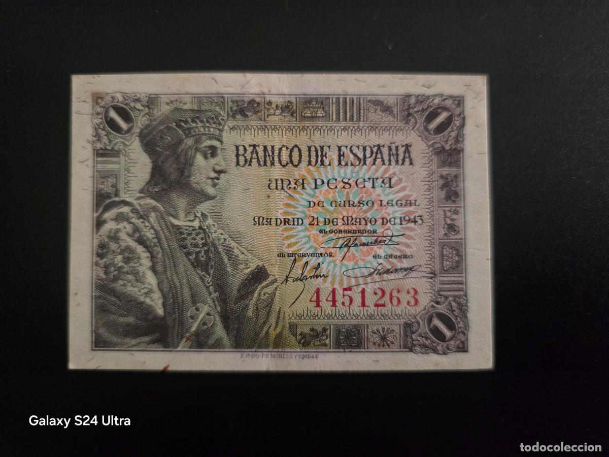 Billetes espa&ntilde;oles: 1 PESETA DE 1943...OJO SIN SERIE ....MUY BONITO.....ES EL DE LAS FOTOS