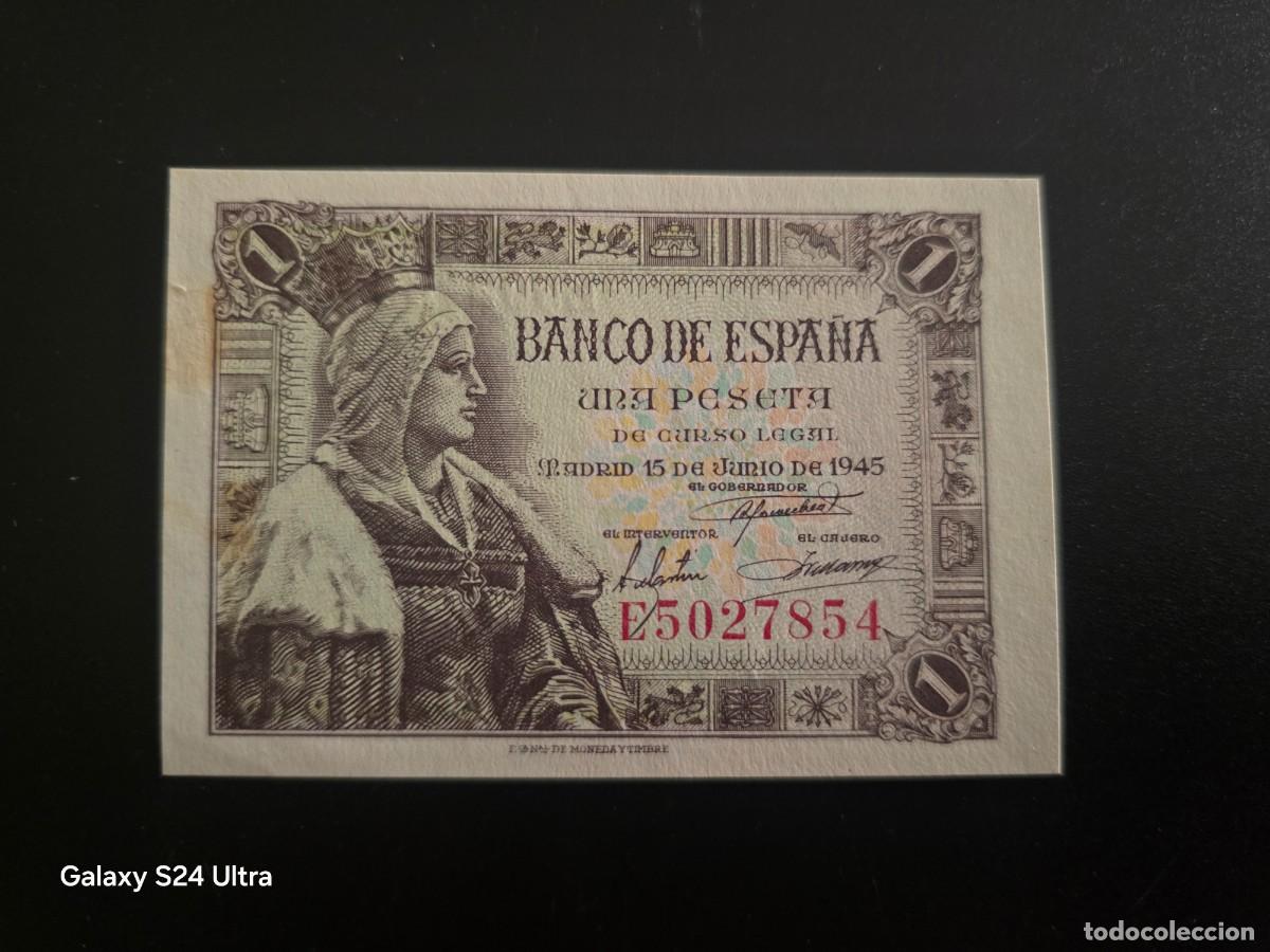 Billetes espa&ntilde;oles: 1 PESETA DE 1945... SERIE E....PRECIOSO.....ES EL DE LAS FOTOS