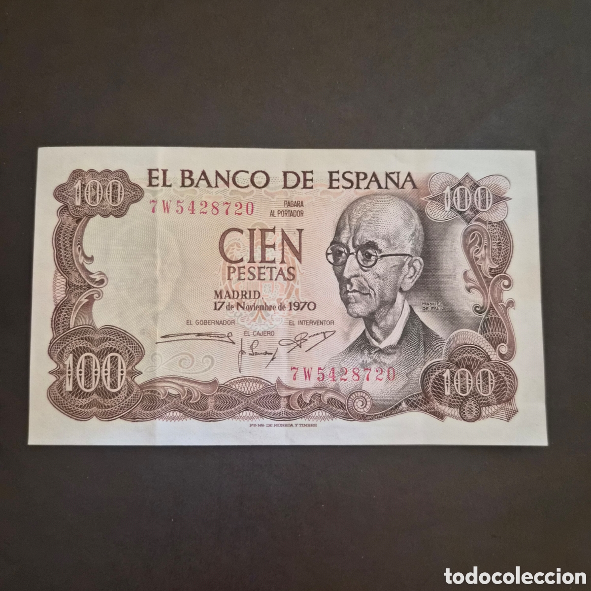 Billetes espa&ntilde;oles: Billete 100 pesetas Manuel de Falla a&ntilde;o 1970