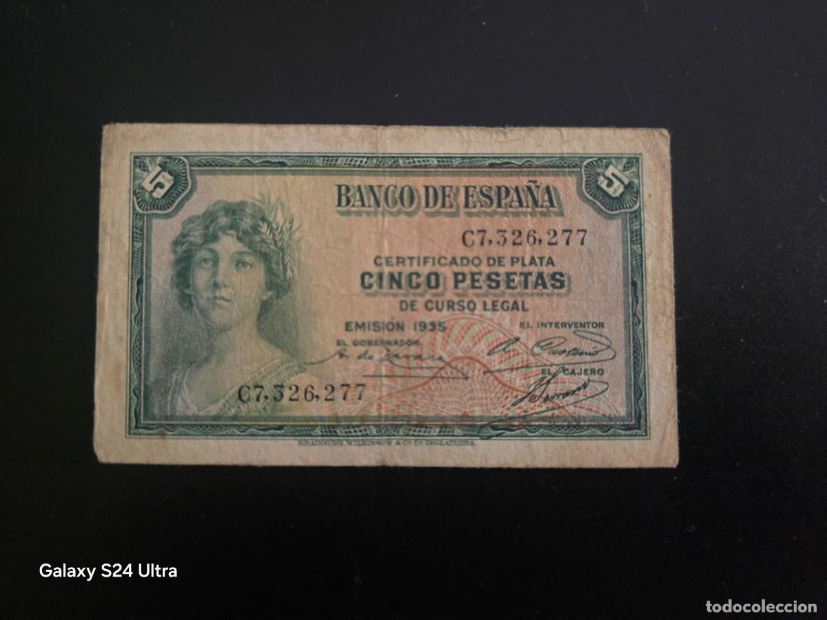 Billetes espa&ntilde;oles: 5 PESETAS DE 1935 .... SERIE C....BONITO.....ES EL DE LAS FOTOS
