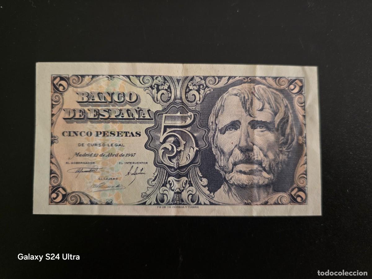 Billetes espa&ntilde;oles: 5 PESETAS DE 1947 .... SERIE I....MUY BONITO Y MUY ESCASO....ES EL DE LAS FOTOS