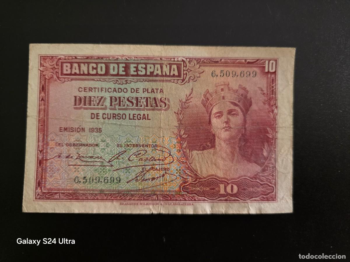 Billetes espa&ntilde;oles: 10 PESETAS DE 1935 ....SIN SERIE ....BONITO....ES EL DE LAS FOTOS