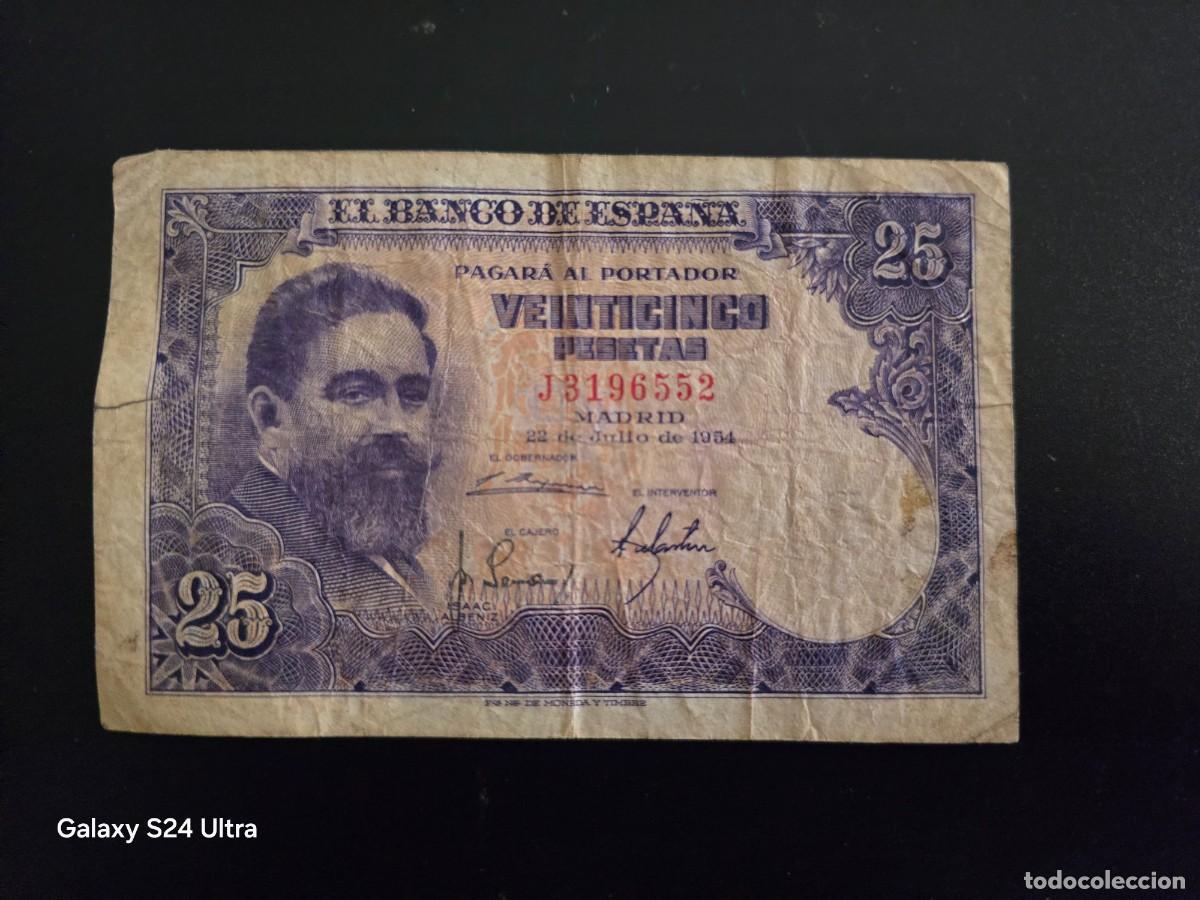 Billetes espa&ntilde;oles: 25 PESETAS DE 1954 ....SERIE J.....ES EL DE LAS FOTOS