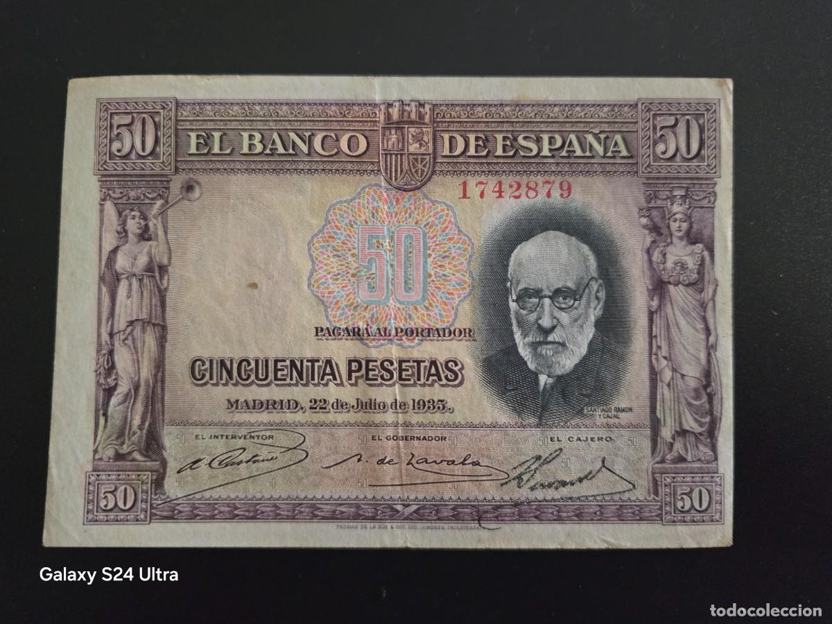 Billetes espa&ntilde;oles: 50 PESETAS DE 1935 ....SIN SERIE ..... BONITO....ES EL DE LAS FOTOS