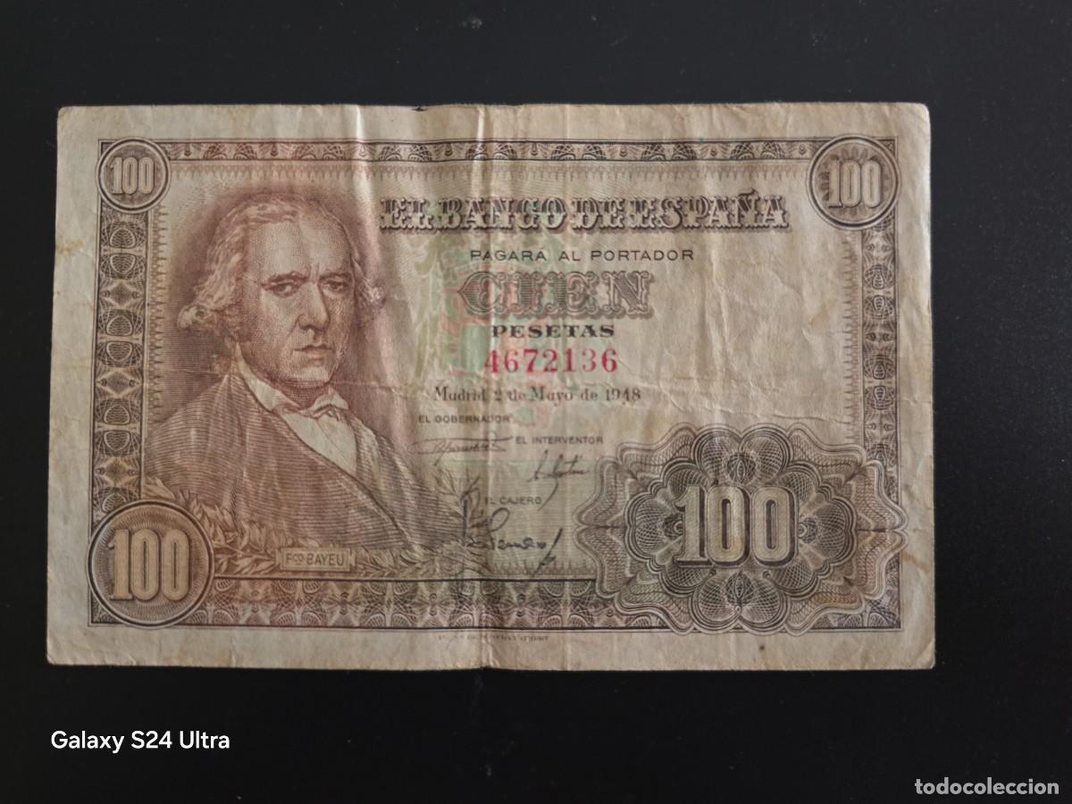 Billetes espa&ntilde;oles: 100 PESETAS DE 1948 .... OJO SIN SERIE .....BONITO Y ESCASO.....ES EL DE LAS FOTOS