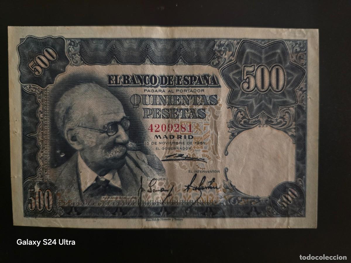Billetes espa&ntilde;oles: 500 PESETAS DE 1951 .... OJO SIN SERIE .......MUY BONITO Y ESCASO......ES EL DE LAS FOTOS