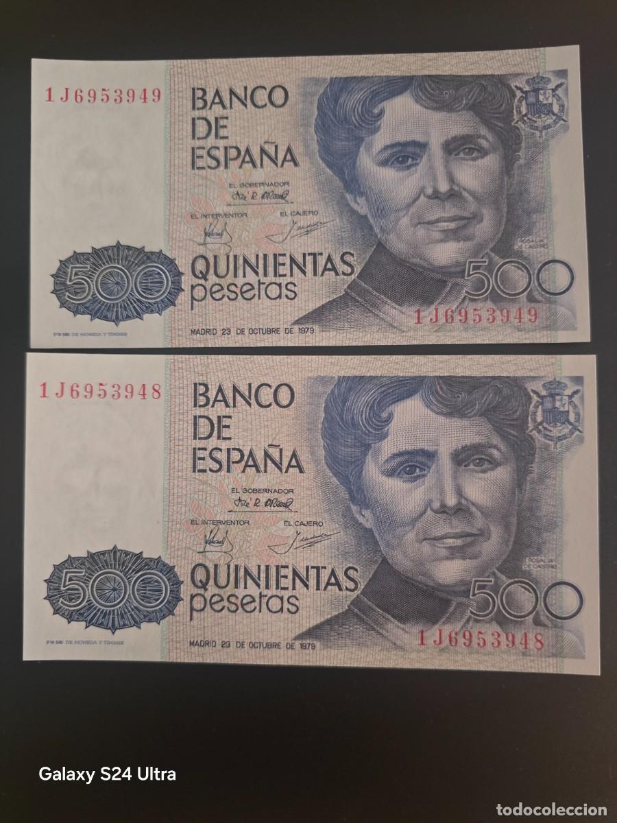 Billetes espa&ntilde;oles: PAREJA CORRELATIVA DE 500 PESETAS DE 1979 .... SERIE 1J.......PRECIOSOS......ES EL DE LAS FOTOS