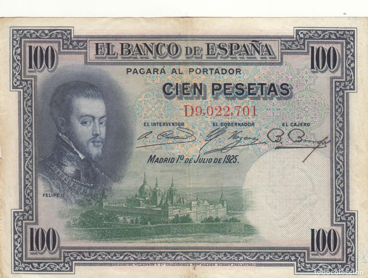 Notas espanholas: BILLETE: 100 PESETAS 1925 BANCO DE ESPA&Ntilde;A - SERIE D