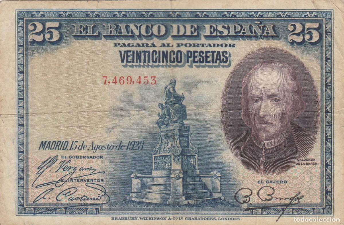 Banconote spagnole: BILLETE: 25 PESETAS 1928 BANCO DE ESPA&Ntilde;A - SIN SERIE