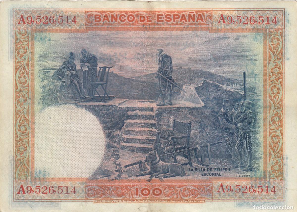 Billetes espa&ntilde;oles: BILLETE: 100 PESETAS 1925 - SERIE A - Foto 2