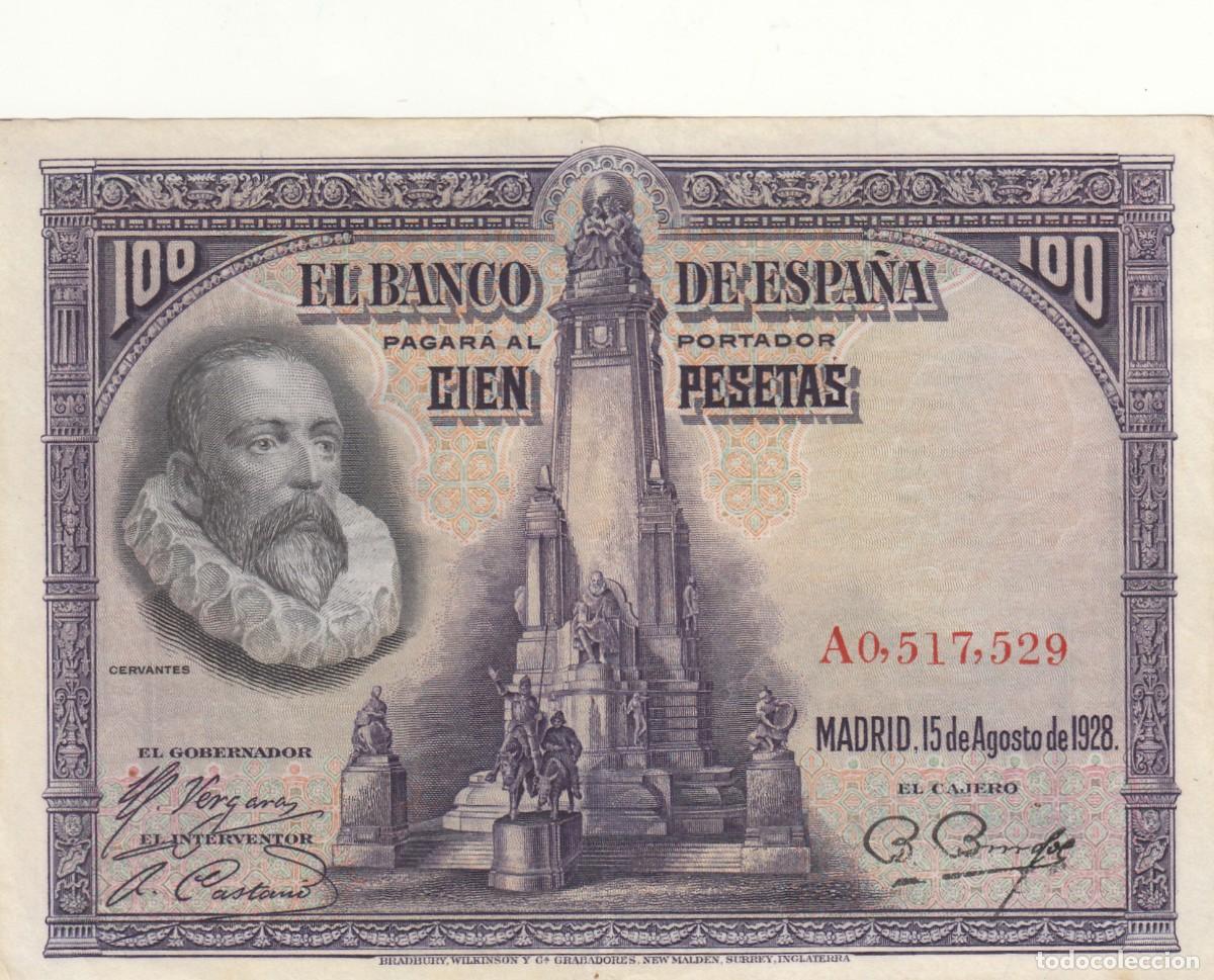 Billetes espa&ntilde;oles: BILLETE: 100 PESETAS 1928 - SERIE A