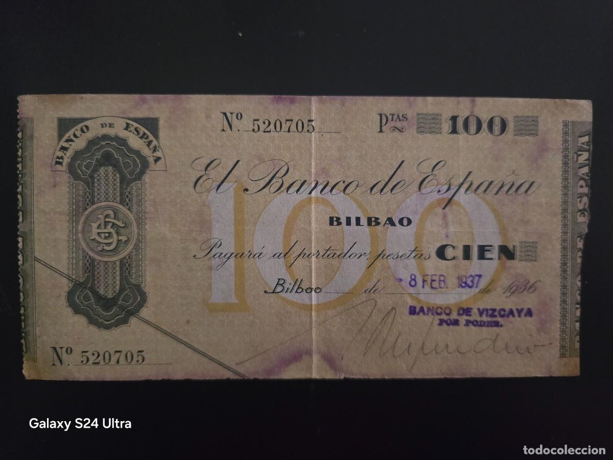 Billetes espa&ntilde;oles: 100 PESETAS DE 1936.....BANCO DE ESPA&Ntilde;A EN BILBAO.....ESCASO Y MUY BONITO......ES EL DE LAS FOTOS
