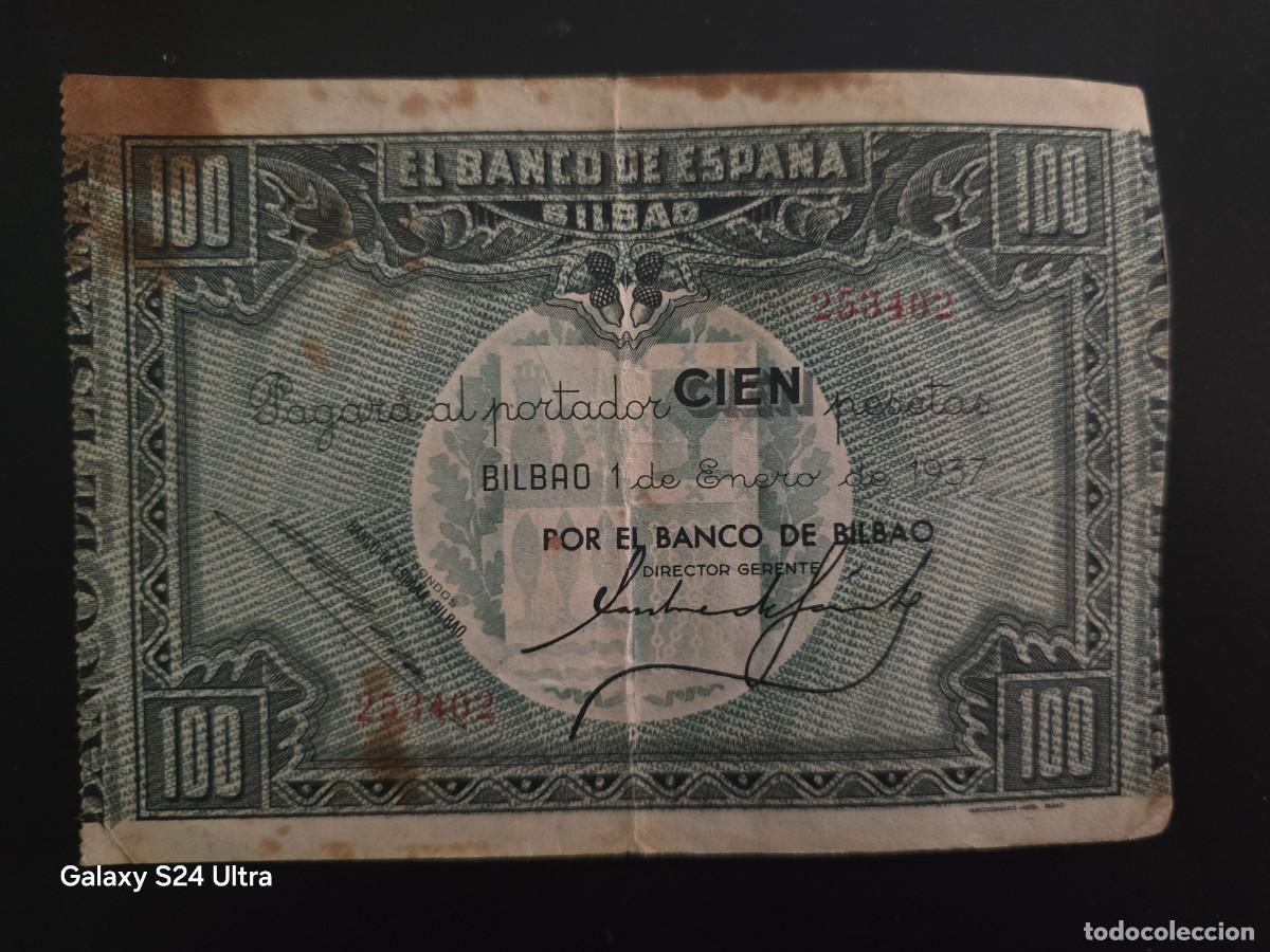 Billetes espa&ntilde;oles: 100 PESETAS DE 1937.....BANCO DE ESPA&Ntilde;A EN BILBAO.... BONITO......ES EL DE LAS FOTOS