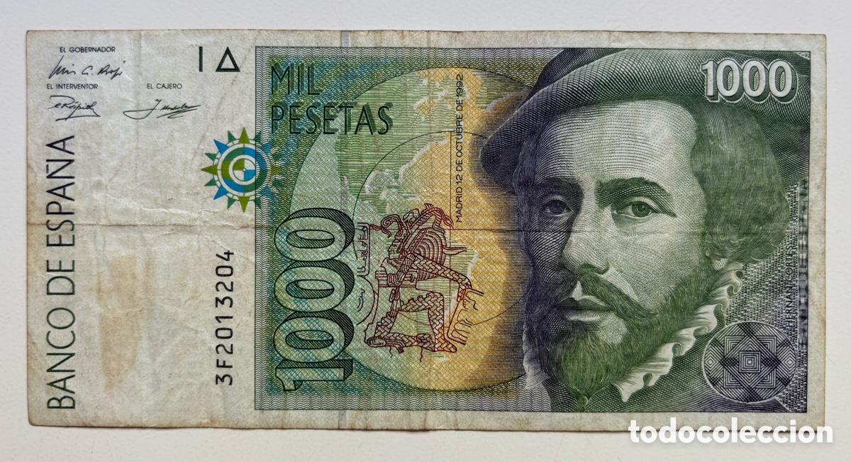 Billetes espa&ntilde;oles: Billete 1000 Pesetas 1992. Pizarro
