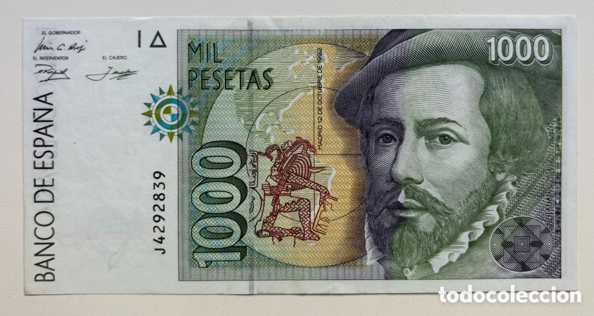 Billetes espa&ntilde;oles: Billete 1000 Pesetas 1992. EBC. Pizarro