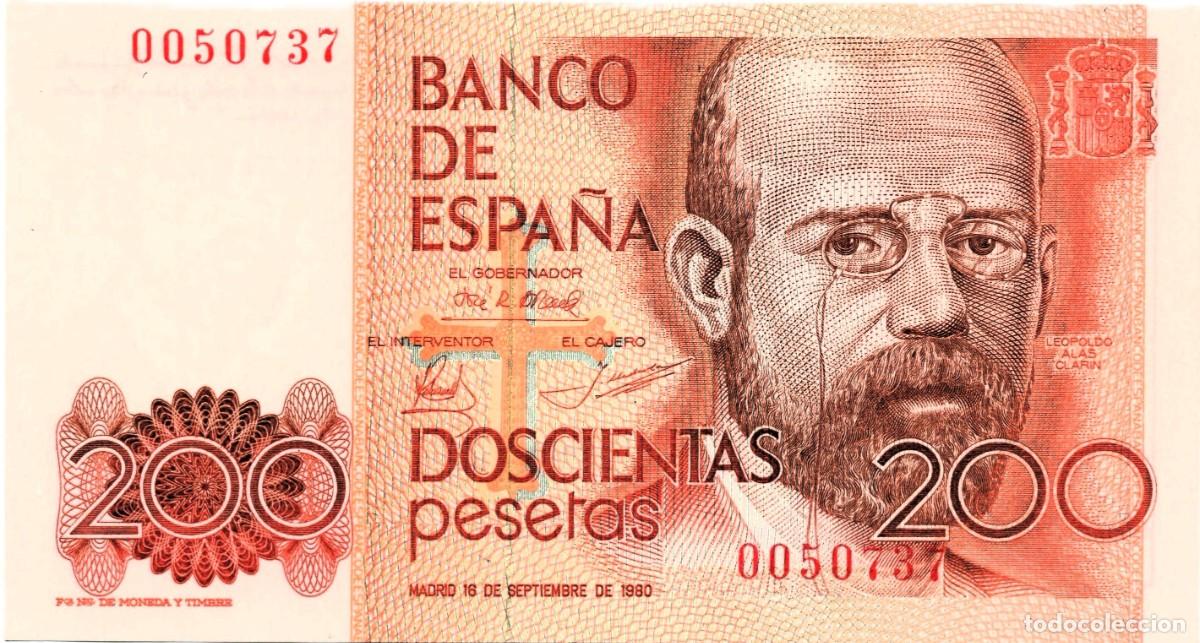 Billetes espa&ntilde;oles: 200 Pesetas Espa&ntilde;a 1980 P#156 sin serie y sin circular