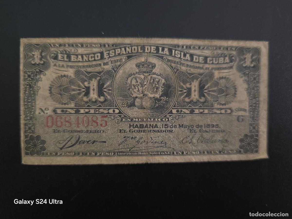 Billetes espa&ntilde;oles: 1 PESO DE 1896......BANCO DE ESPA&Ntilde;A EN CUBA.... ESCASO.....ES EL DE LAS FOTOS