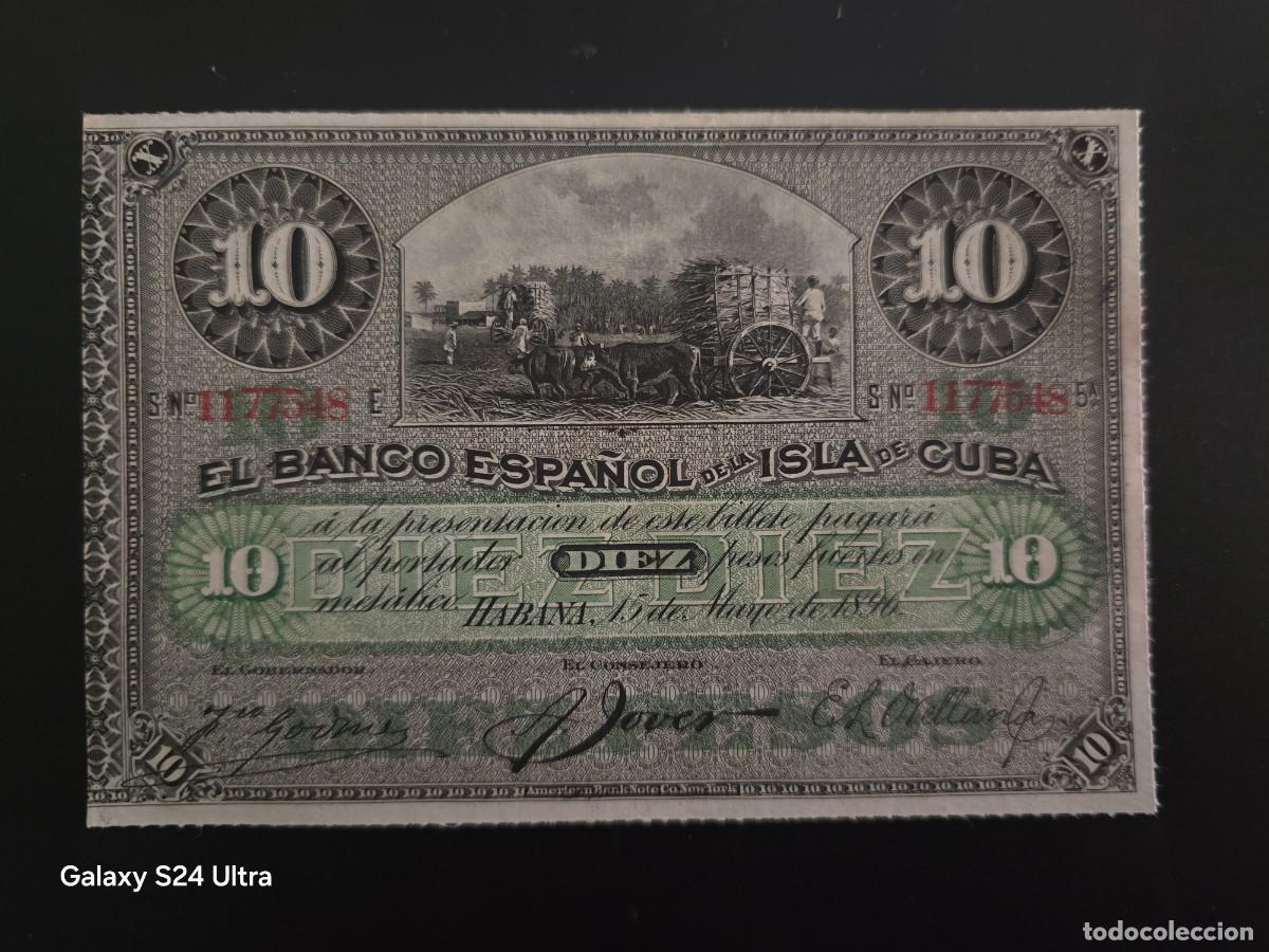 Billetes espa&ntilde;oles: 10 PESOS DE 1896......BANCO DE ESPA&Ntilde;A EN CUBA.... MUY BONITO.....ES EL DE LAS FOTOS