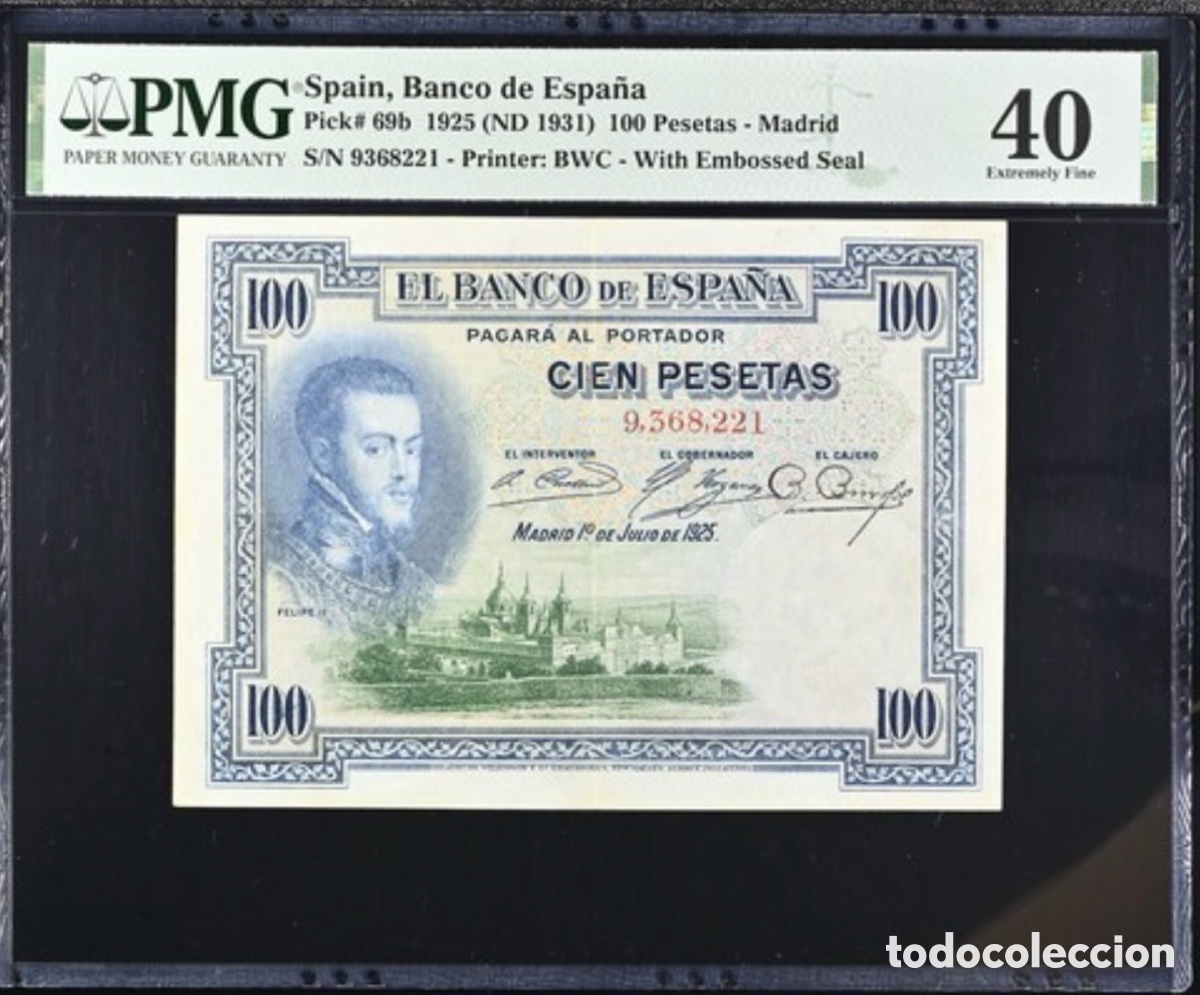 Billetes espa&ntilde;oles: Billete 25 Pesetas 1926 PMG 40 Serie A Sello En Seco ((Minor PVC)