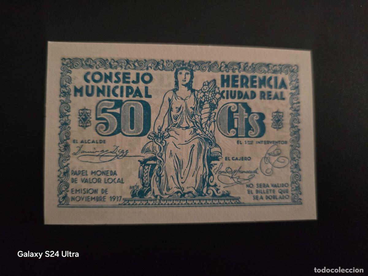 Billetes espa&ntilde;oles: 50 C&Eacute;NTIMOS DE 1937.....CONSEJO MUNICIPAL DE HERENCIA....SIN CIRCULAR......ES EL DE LAS FOTOS