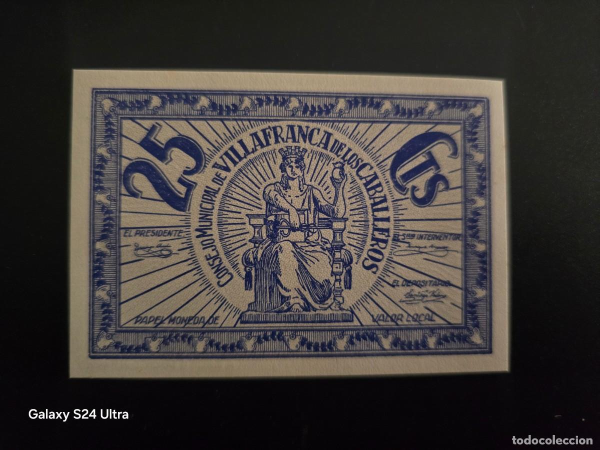 Billetes espa&ntilde;oles: 25 C&Eacute;NTIMOS.....CONSEJO MUNICIPAL DE VILLAFRANCA DE LOS CABALLEROS..SIN CIRCULAR.... EL DE LAS FOTOS