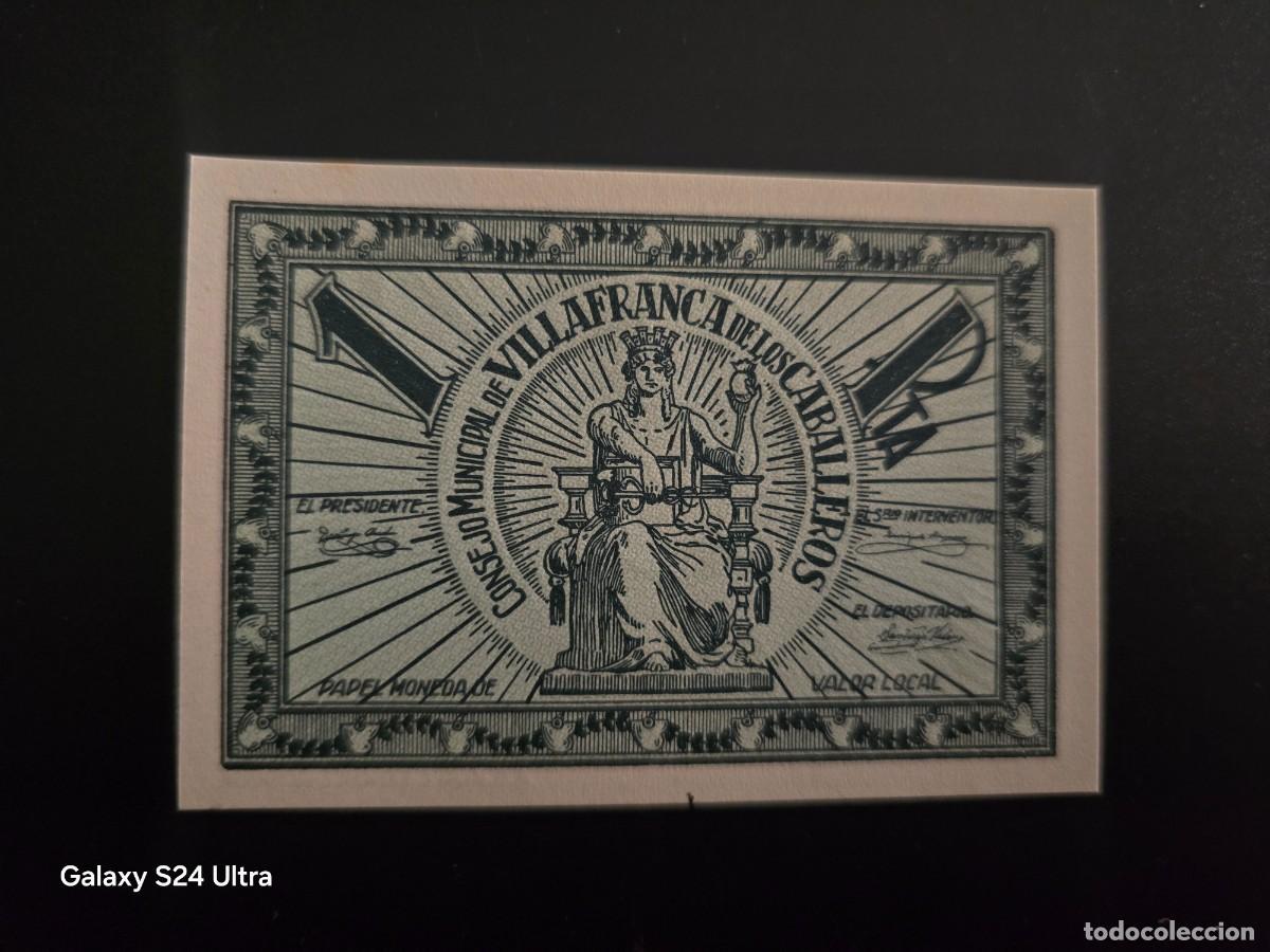 Billetes espa&ntilde;oles: 1 PESETA.....CONSEJO MUNICIPAL DE VILLAFRANCA DE LOS CABALLEROS..SIN CIRCULAR.... EL DE LAS FOTOS