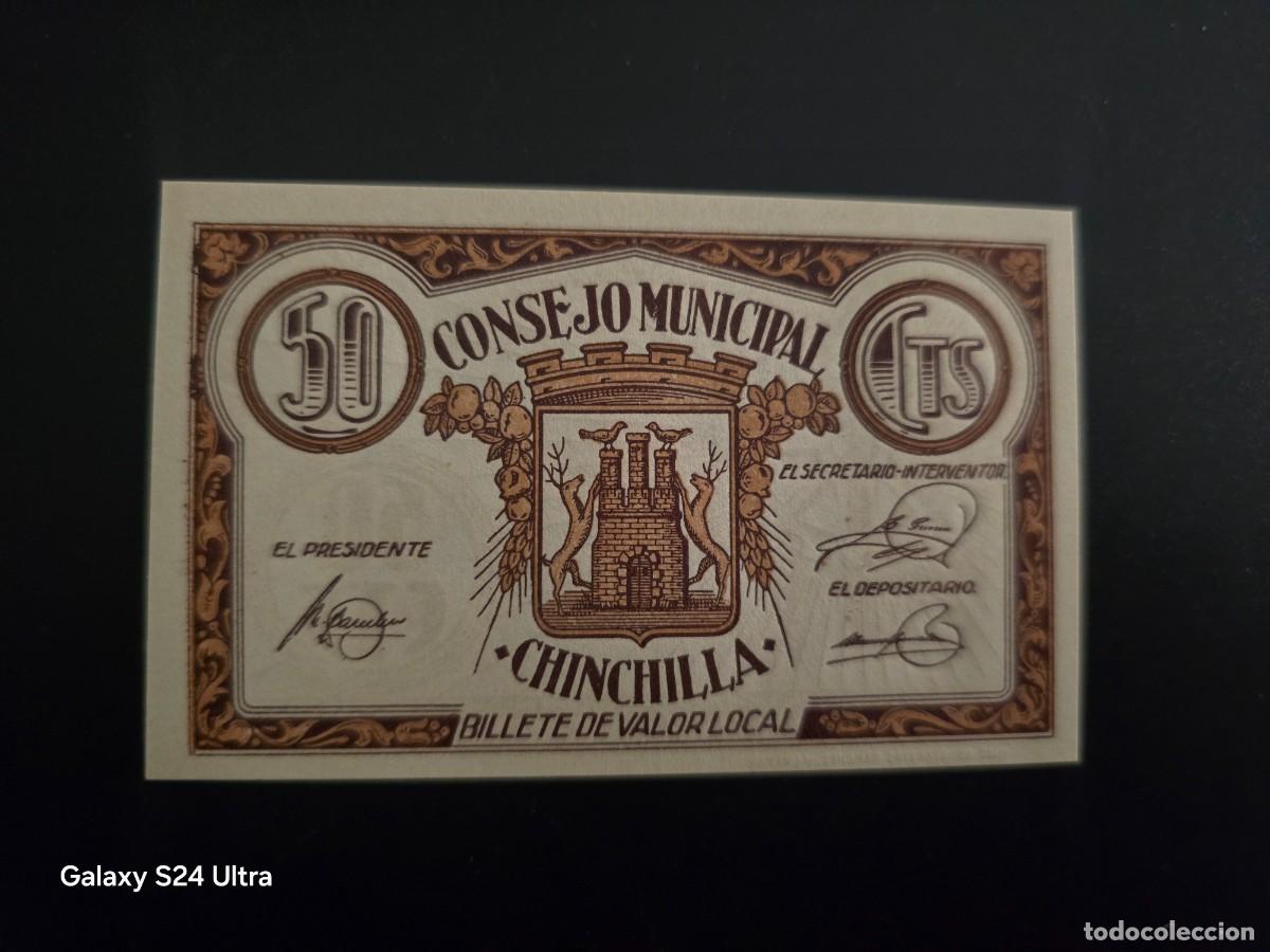 Billetes espa&ntilde;oles: 50 C&Eacute;NTIMOS. ....CONSEJO MUNICIPAL DE CHINCHILLA... ..SIN CIRCULAR.... ES EL DE LAS FOTOS