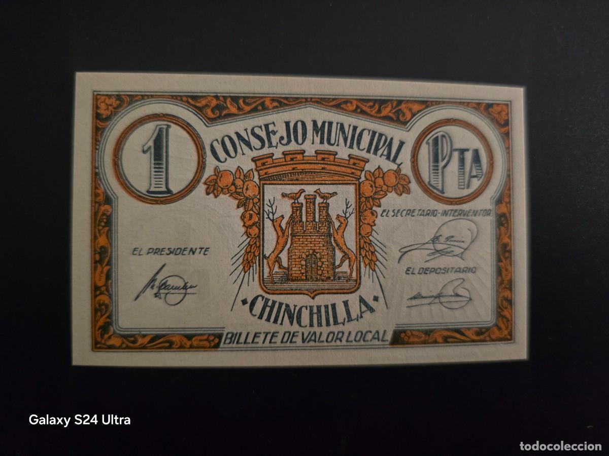 Billetes espa&ntilde;oles: 1 PESETA. ....CONSEJO MUNICIPAL DE CHINCHILLA... ..SIN CIRCULAR.... ES EL DE LAS FOTOS