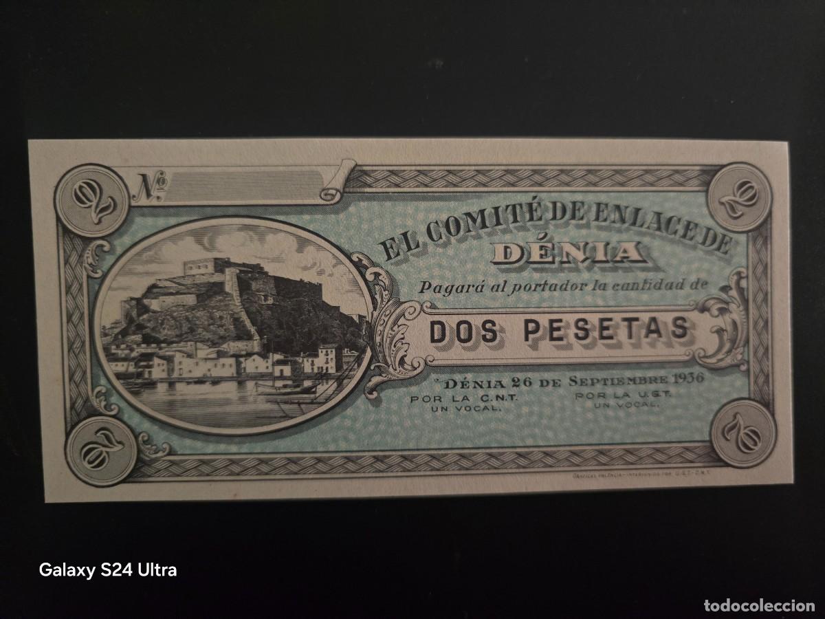 Billetes espa&ntilde;oles: 2 PESETAS DE 1936....COMITE DE ENLACE DE DENIA.....SIN CIRCULAR.... ES EL DE LAS FOTOS
