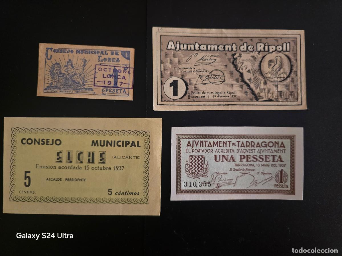 Billetes espa&ntilde;oles: LOTE DE 4 BILLETES DE 1937....GUERRA CIVIL....PRECIOSOS...... ES EL DE LAS FOTOS