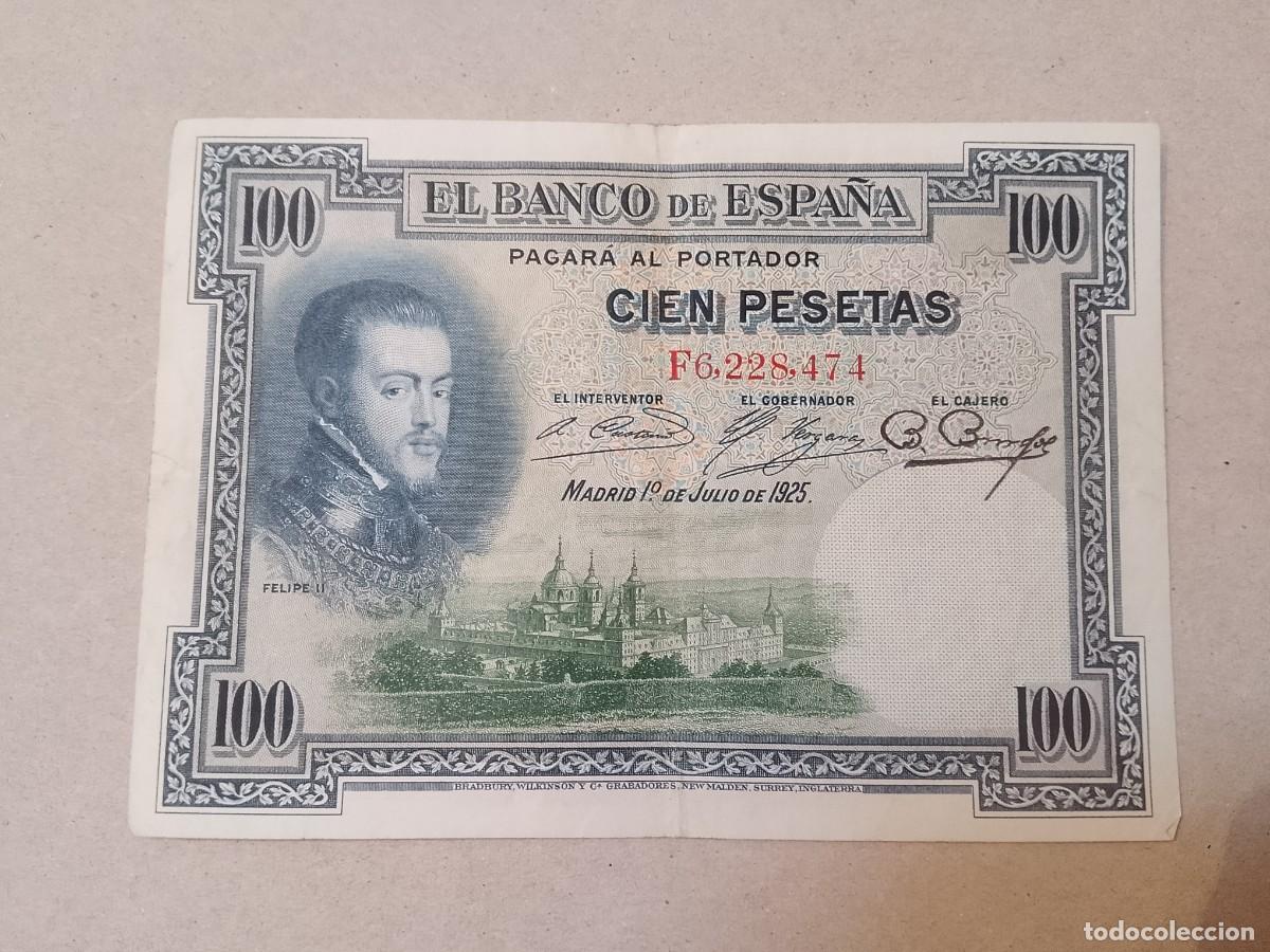 Billetes espa&ntilde;oles: 100 peseta 1925 Felipe II