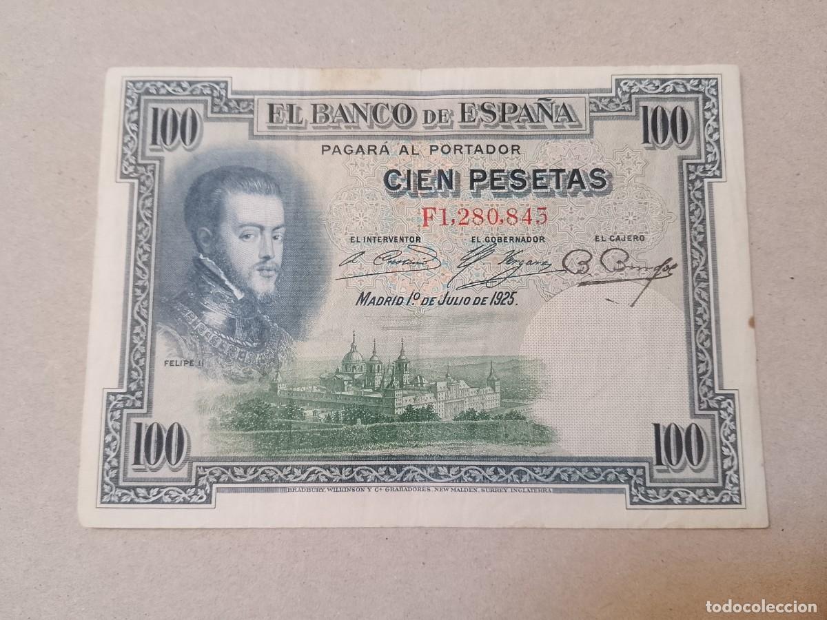 Billetes espa&ntilde;oles: 100 peseta 1925 Felipe II