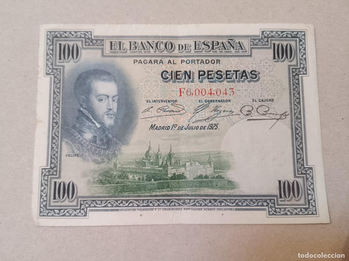 Billetes espa&ntilde;oles: 100 peseta 1925 Felipe II