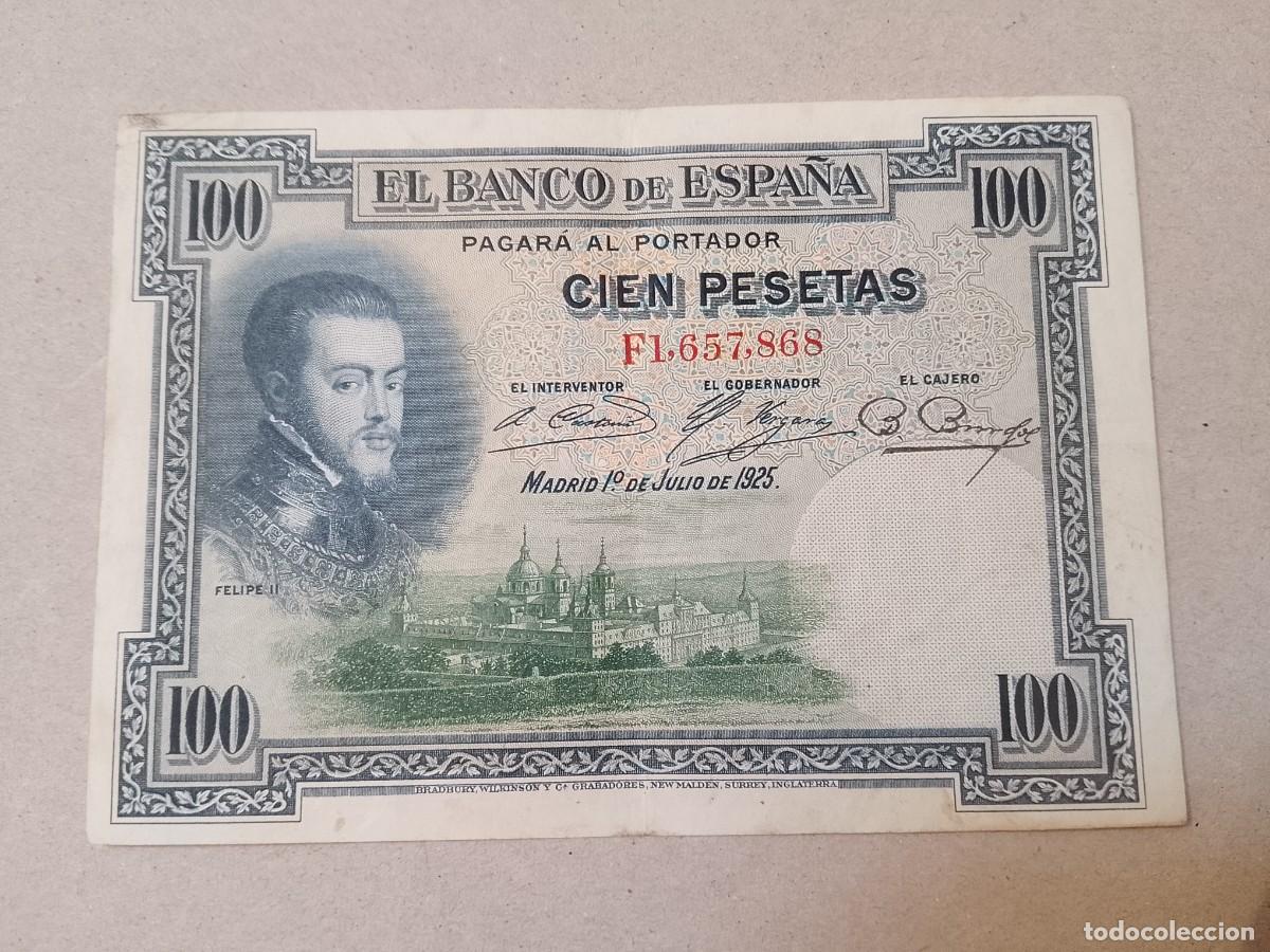 Billetes espa&ntilde;oles: 100 peseta 1925 Felipe II