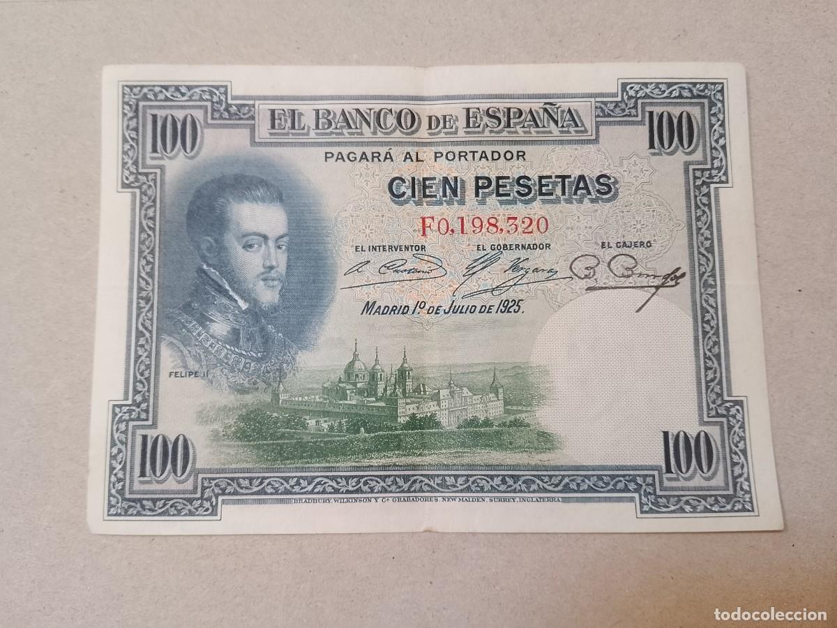 Billetes espa&ntilde;oles: 100 peseta 1925 Felipe II