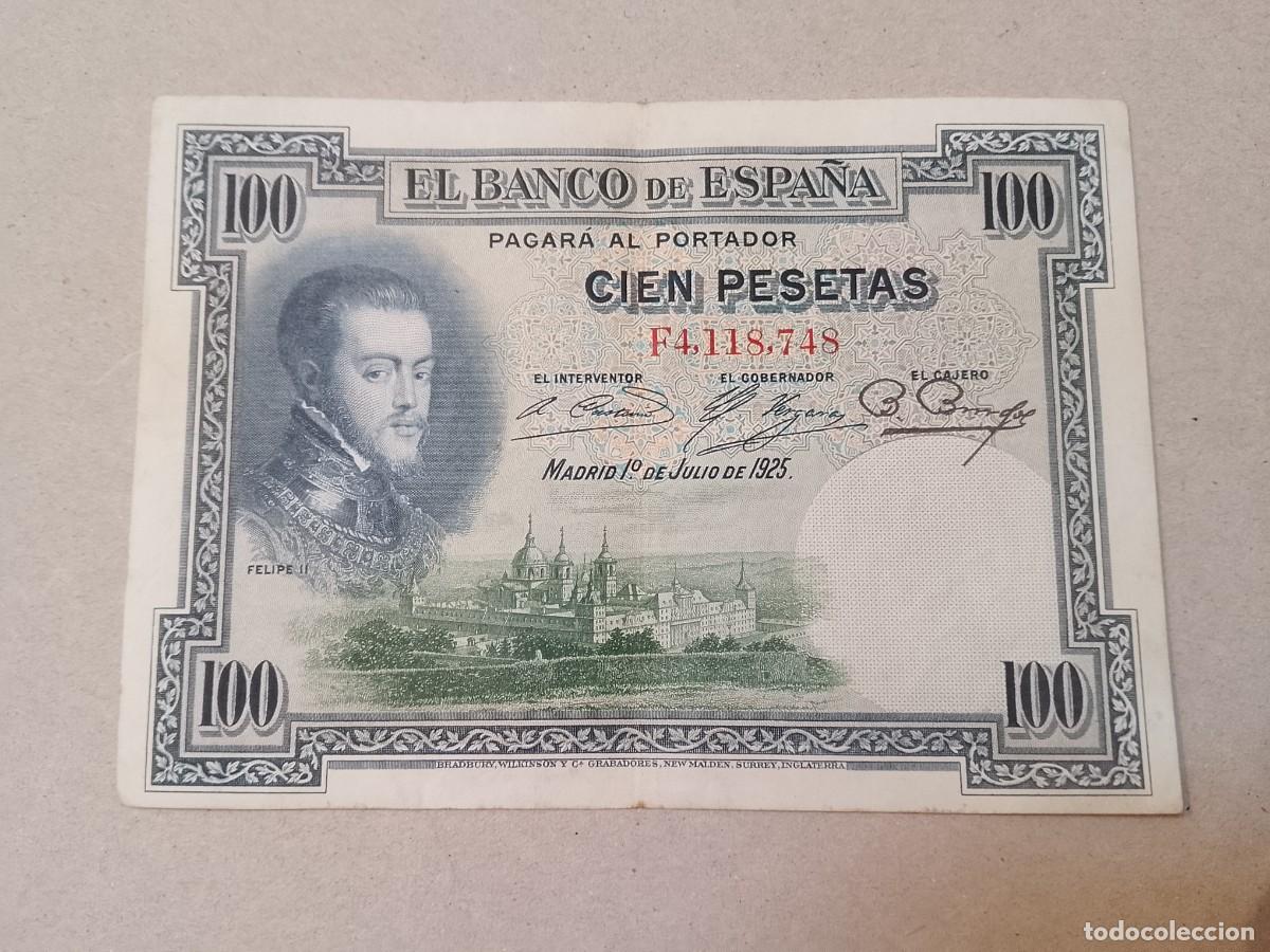 Billetes espa&ntilde;oles: 100 peseta 1925 Felipe II
