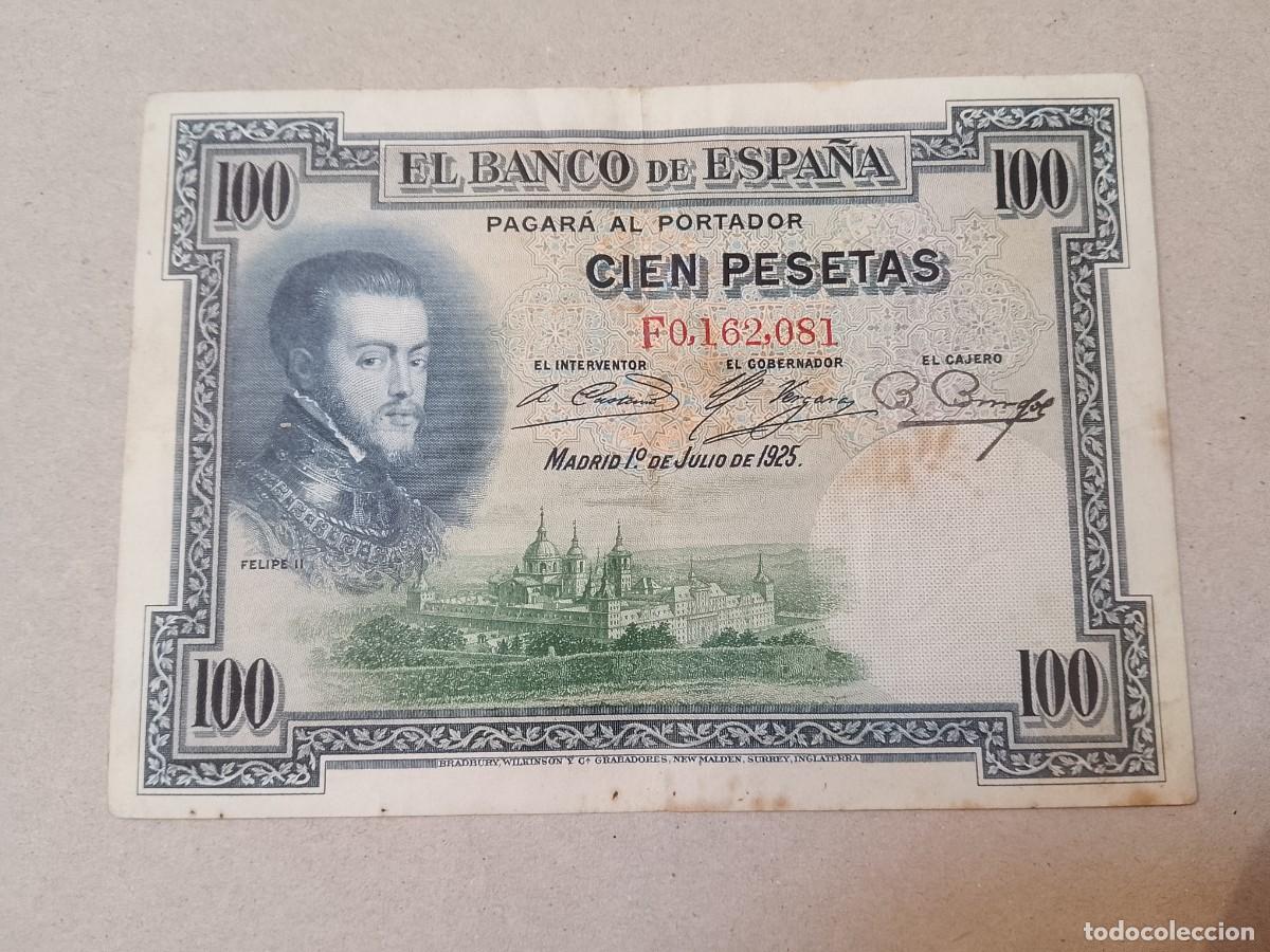 Billetes espa&ntilde;oles: 100 peseta 1925 Felipe II