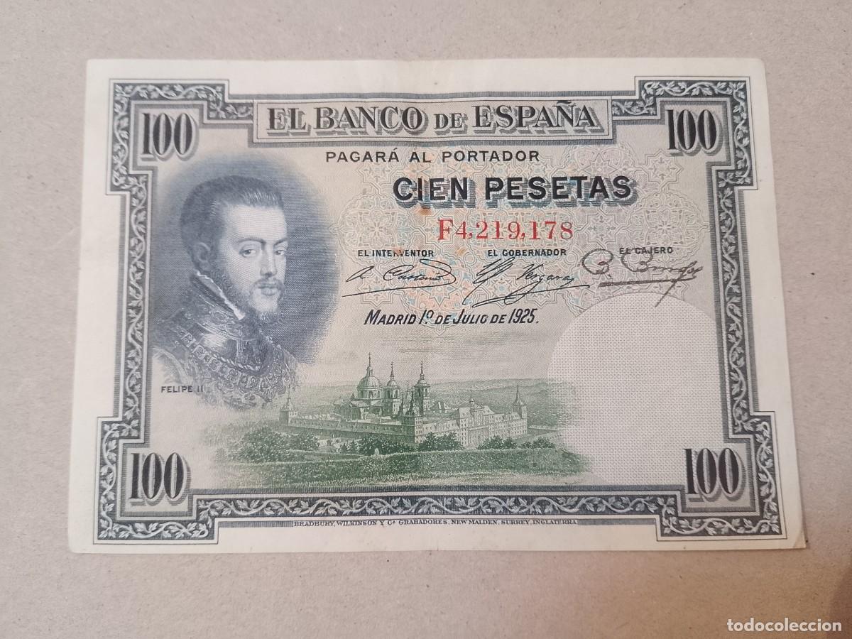 Billetes espa&ntilde;oles: 100 peseta 1925 Felipe II