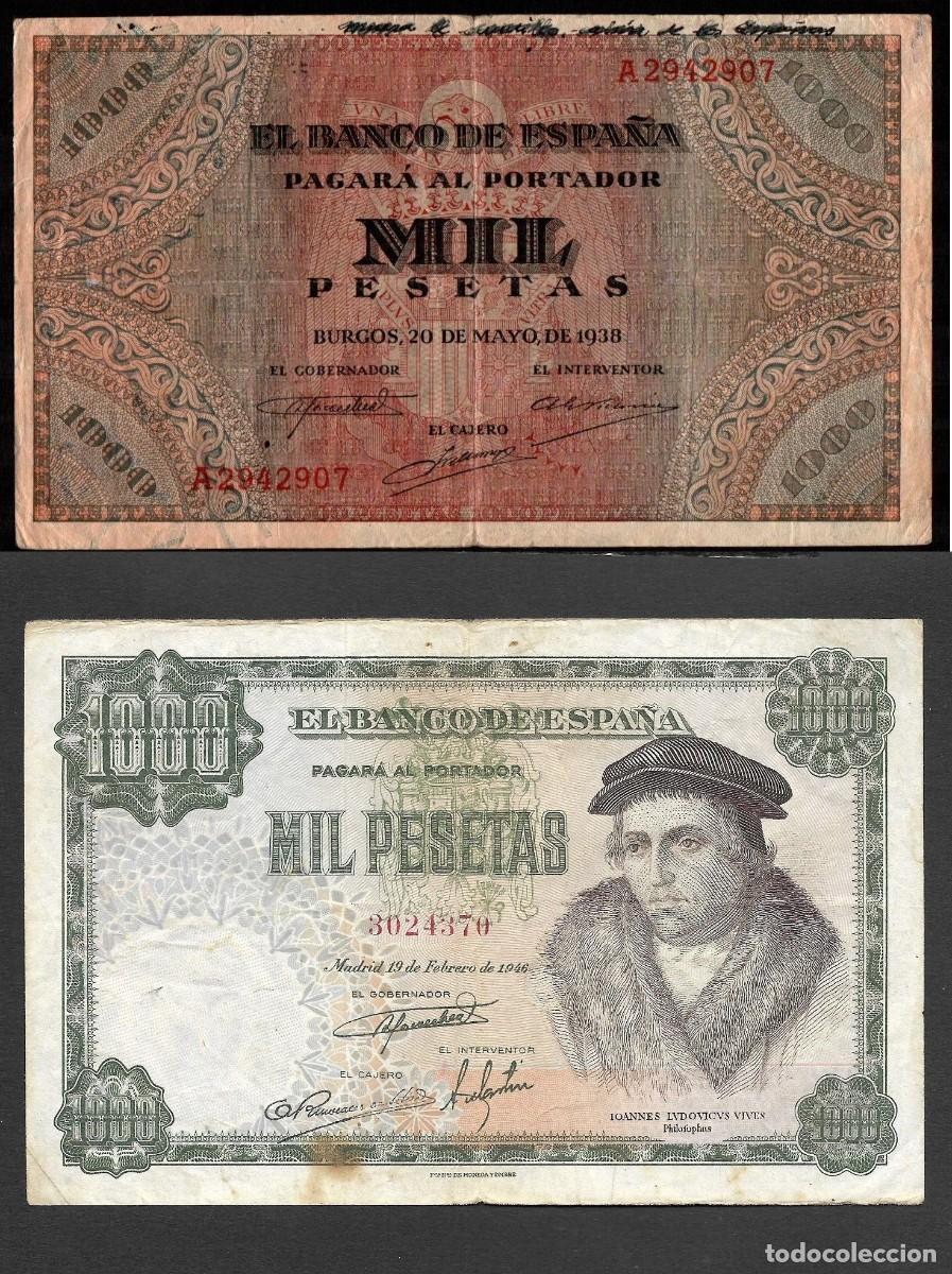 Billetes espa&ntilde;oles: 2 BILLETES 1000 PESETAS 1938-1946 MBC-