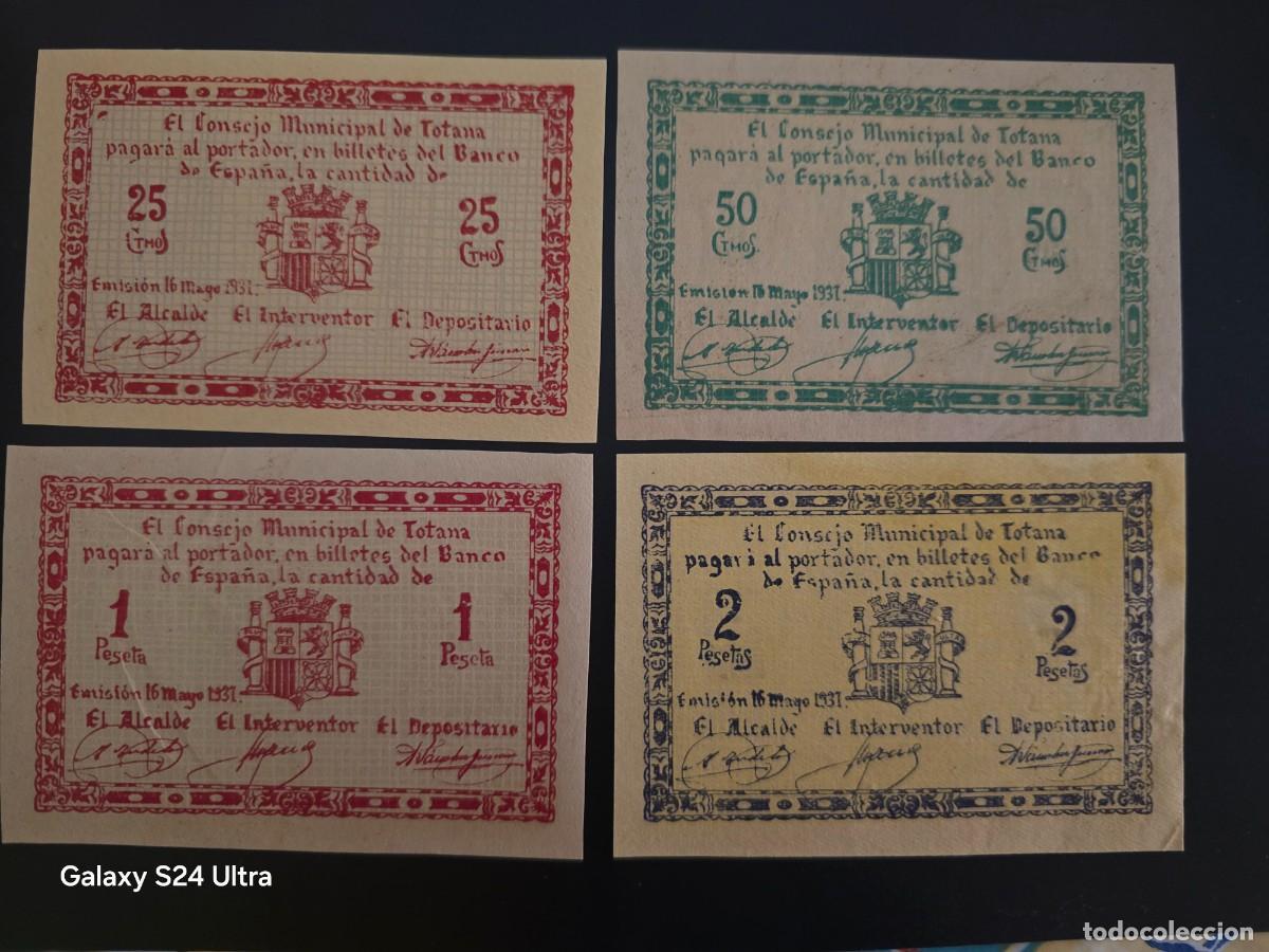 Billetes espa&ntilde;oles: LOTE DE 4 BILLETES DE 1937....CONSEJO MUNICIPAL DE TOTANAEL DE LAS FOTOS