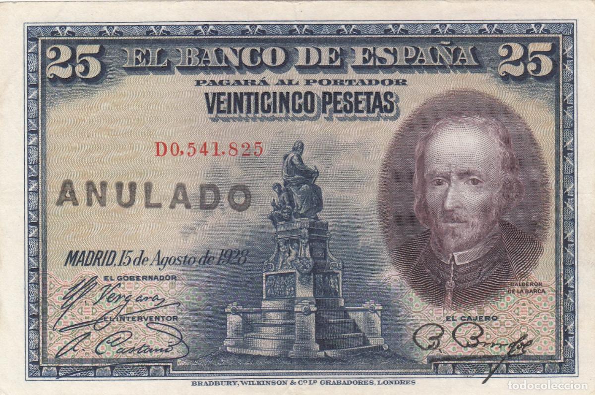 Billetes espa&ntilde;oles: CRBP0039 BILLETE ESPA&Ntilde;A 25 PESETAS 1928 SIN CIRCULAR CON ANULADO RARO