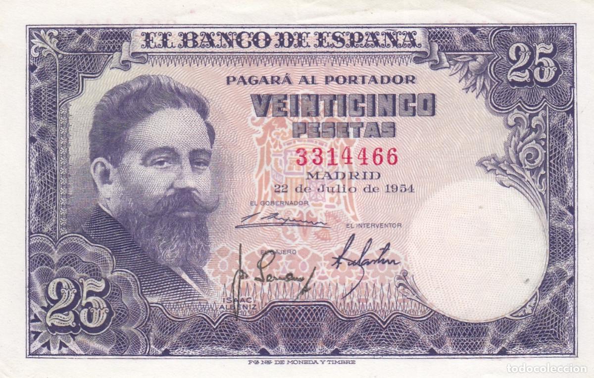 Billetes espa&ntilde;oles: CRBS0133 BILLETE ESPA&Ntilde;A 25 PESETAS 1954 SIN SERIE EBC